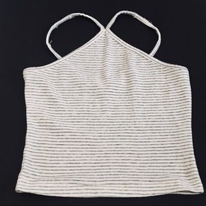 Striped tank top cami halter cross front